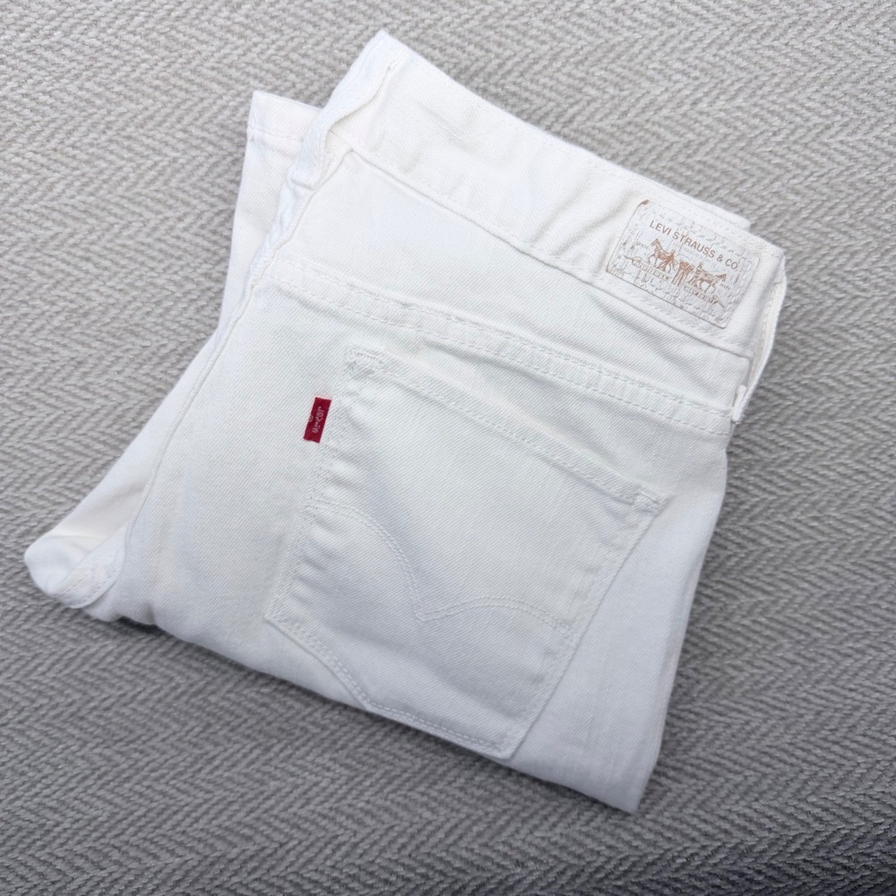 Levi Bootcut Jeans 4 S/C White Cotton Blend Stretch Denim Classic Casual